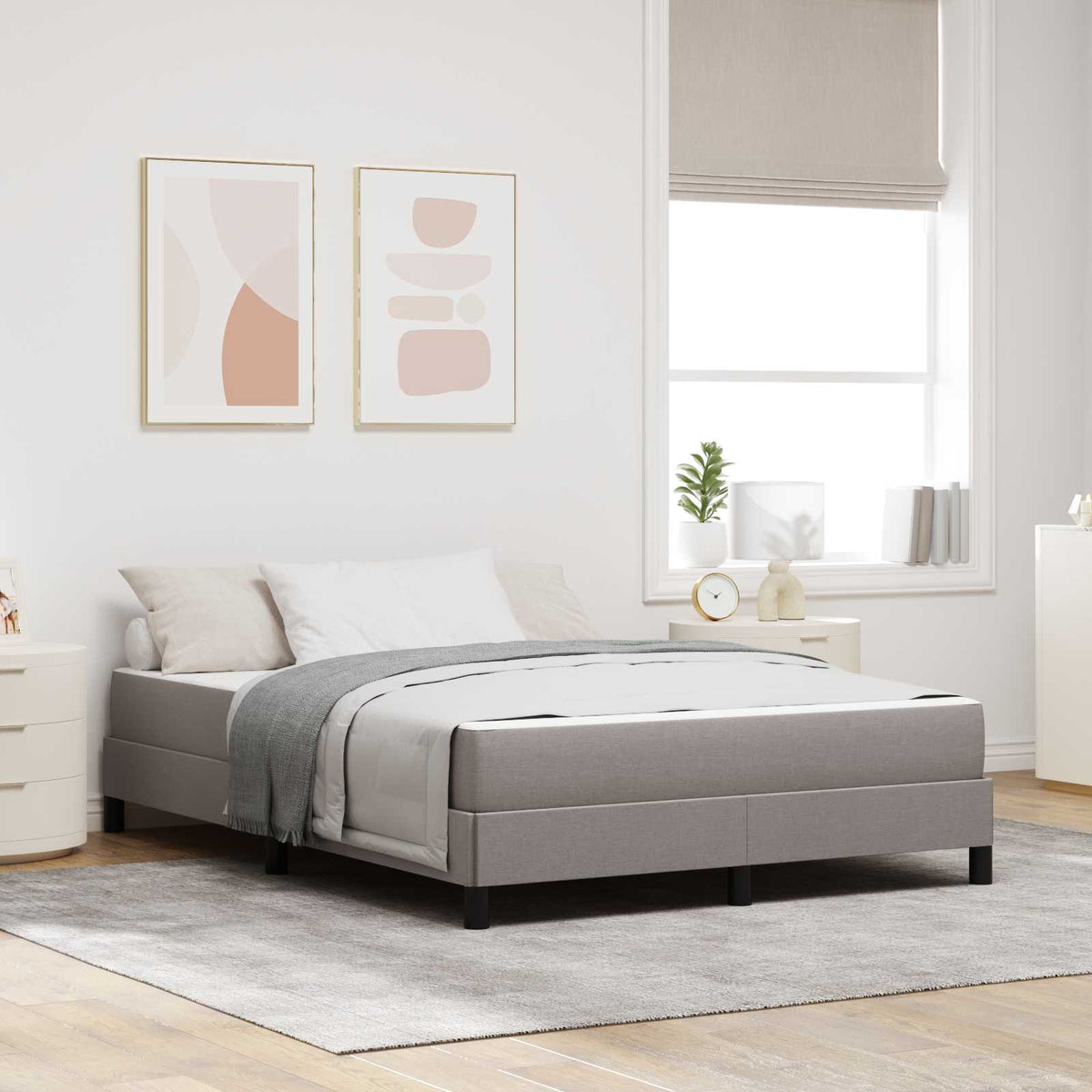 Boxspringbed met matras Taupe 160 x 200 cm Stof is nu te koop bij PeponiXL, paradijselijk wonen!
