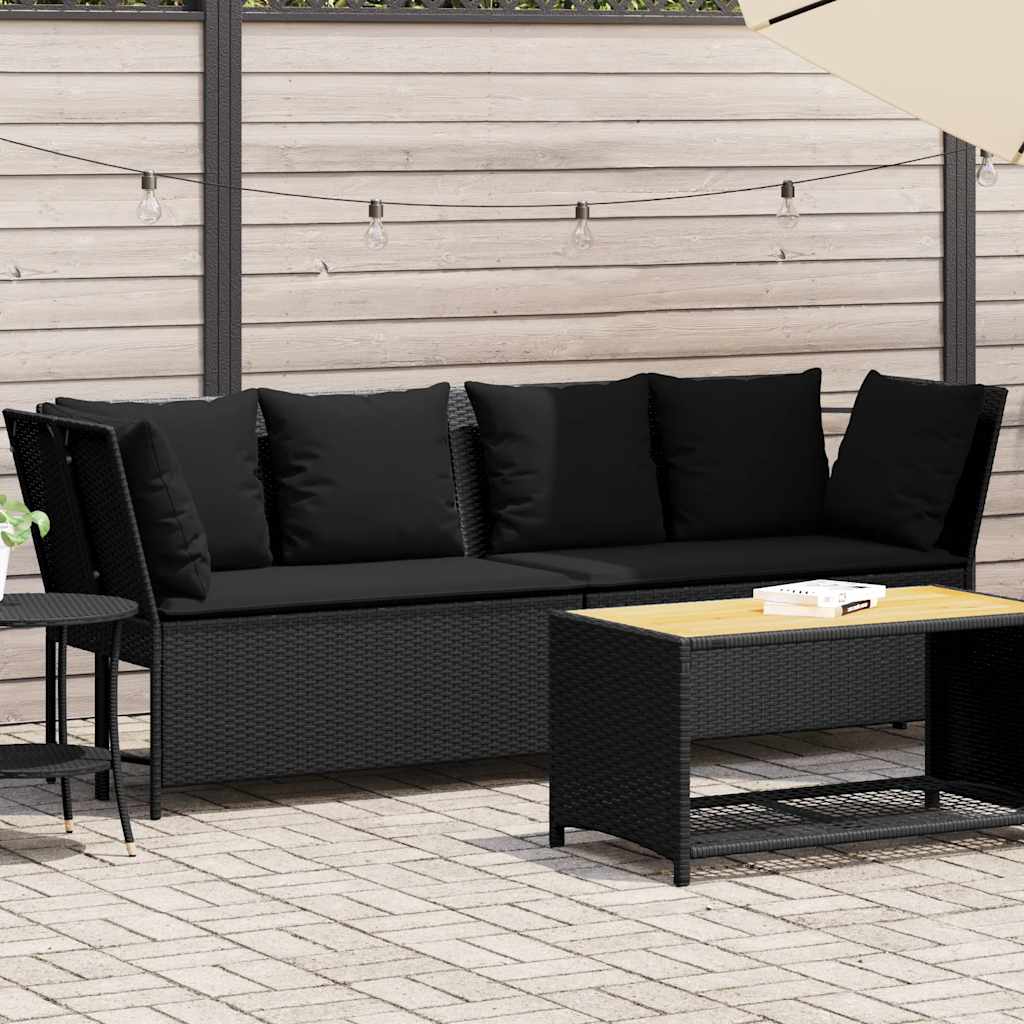 Tuinbank met kussens poly rattan zwart is nu te koop bij PeponiXL, paradijselijk wonen!