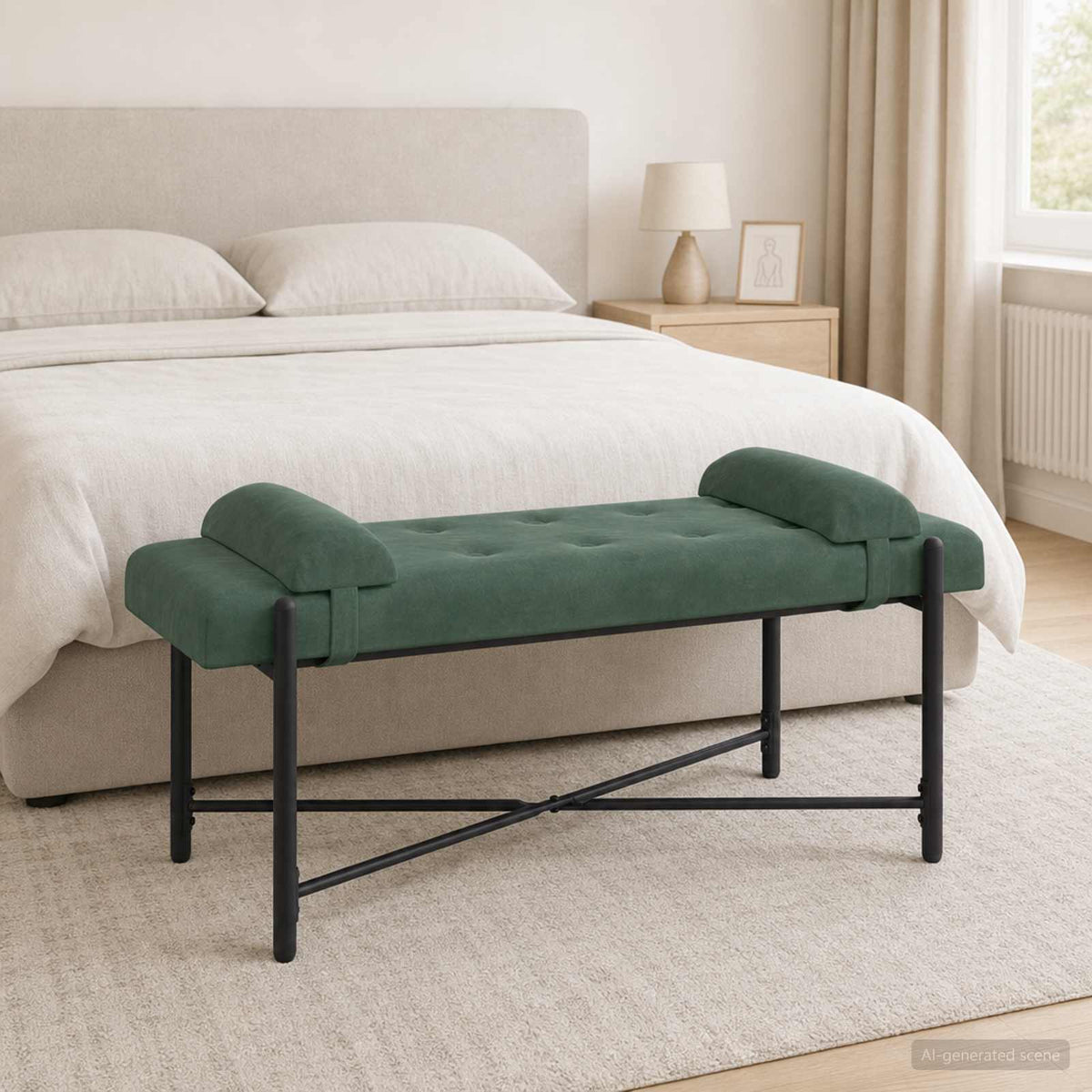 Knop-gestept Bankje met Kussens Zeegroen 110 x 40 x 46 cm is nu te koop bij PeponiXL, paradijselijk wonen!