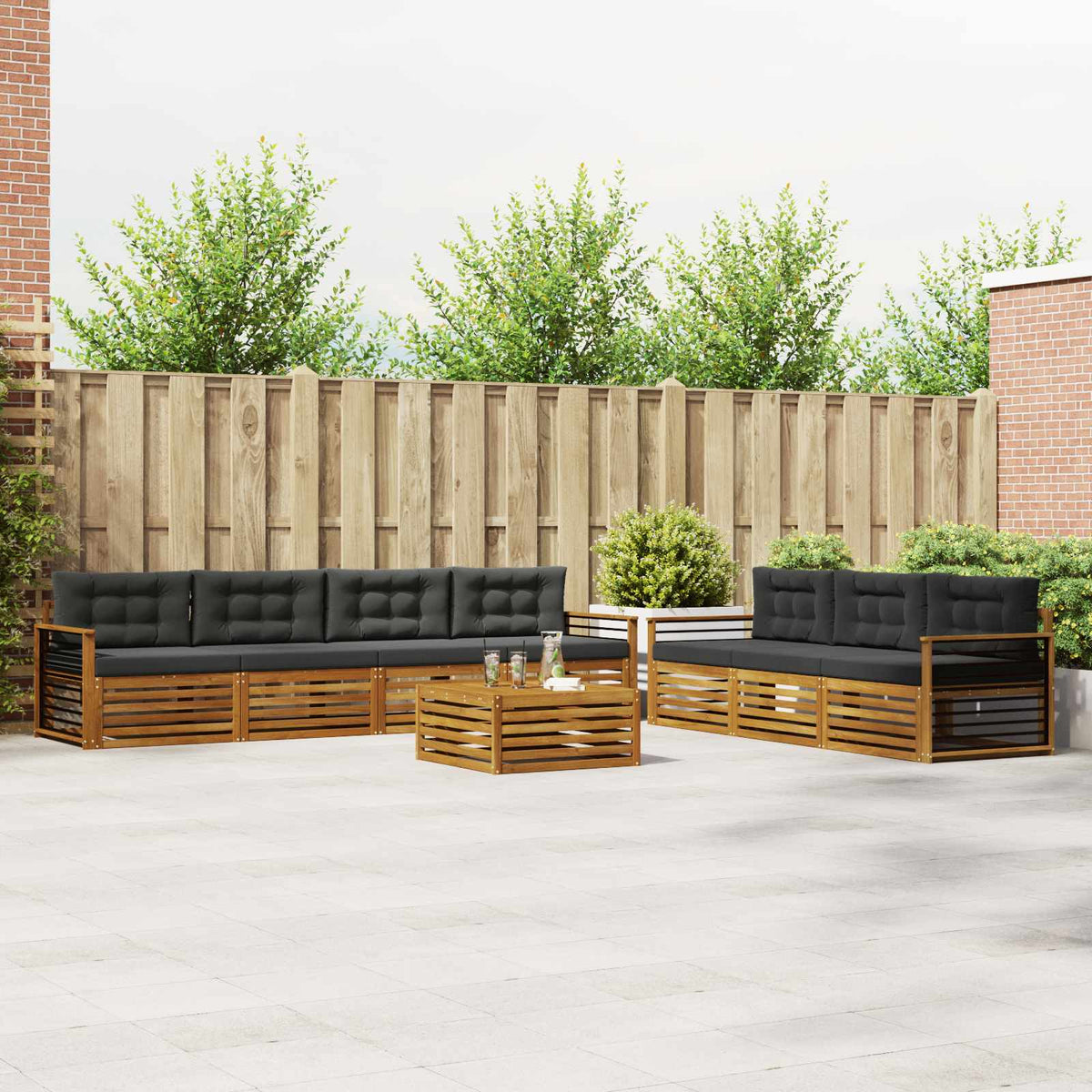 Buiten bankenset met kussen 8 pcs Natuurlijk en Antraciet is nu te koop bij PeponiXL, paradijselijk wonen!