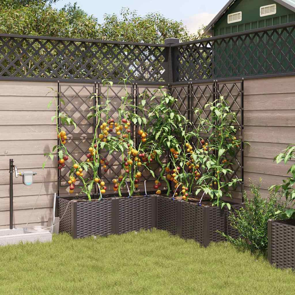 Tuin Bloempot 5 pcs Bruin Kunststof is nu te koop bij PeponiXL, paradijselijk wonen!
