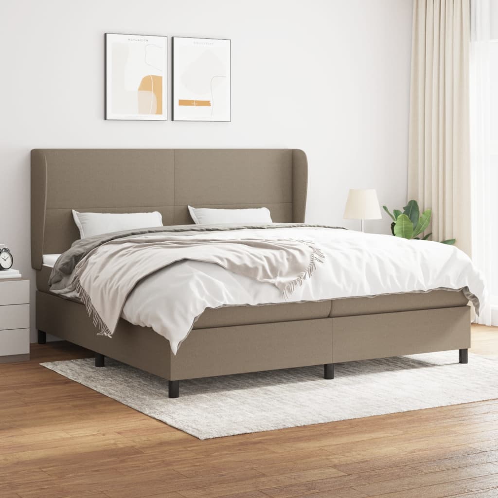 Boxspring met matras stof taupe 200x200 cm is nu te koop bij PeponiXL, paradijselijk wonen!