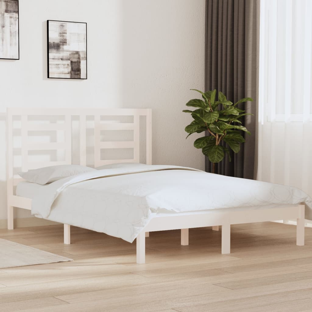 Bedframe zonder matras massief grenenhout wit 140x200 cm is nu te koop bij PeponiXL, paradijselijk wonen!