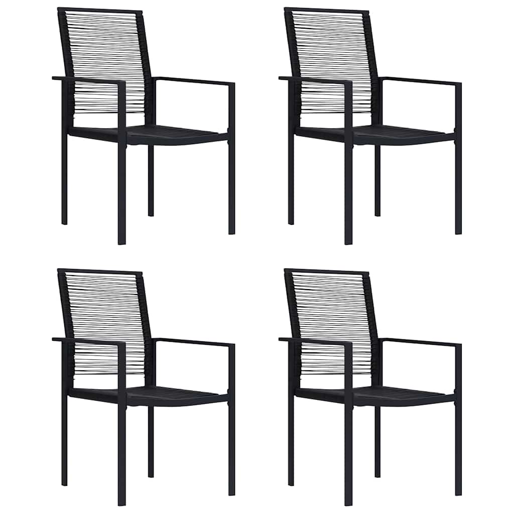 Tuinstoelen 4 st PVC-rattan zwart is nu te koop bij PeponiXL, paradijselijk wonen!