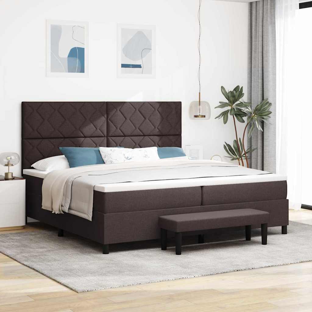 Boxspringbed met matras Donkerbruin 200 x 200 cm Stof is nu te koop bij PeponiXL, paradijselijk wonen!