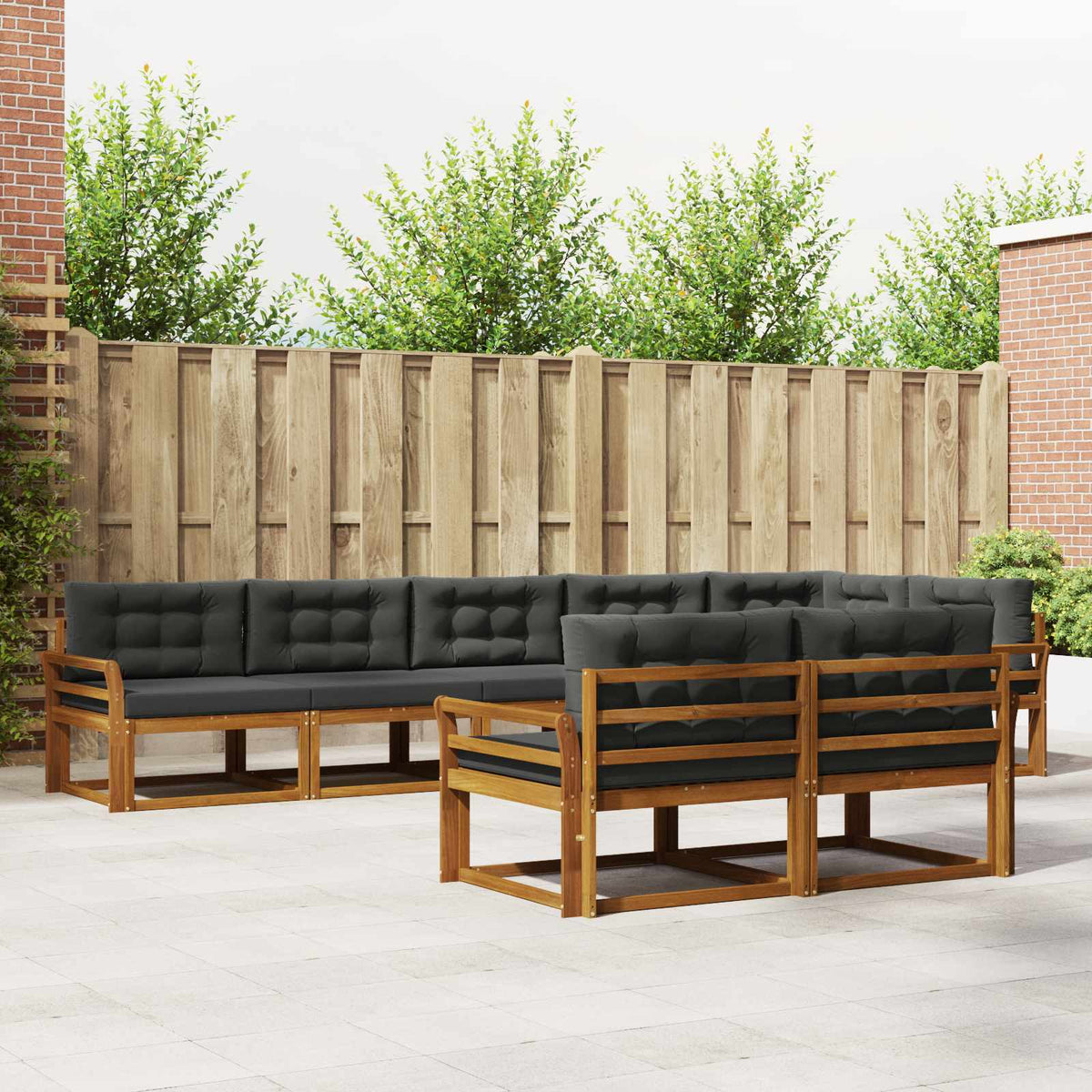 Buiten bankenset met kussen 8 pcs Natuurlijk en Antraciet is nu te koop bij PeponiXL, paradijselijk wonen!