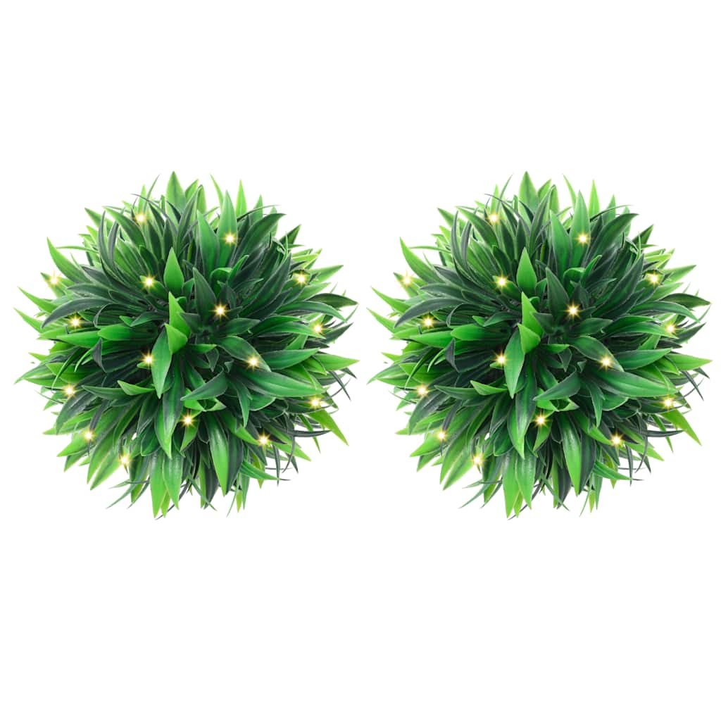 Kunstbuxusballen met LED-verlichting 2 st 20 cm groen is nu te koop bij PeponiXL, paradijselijk wonen!