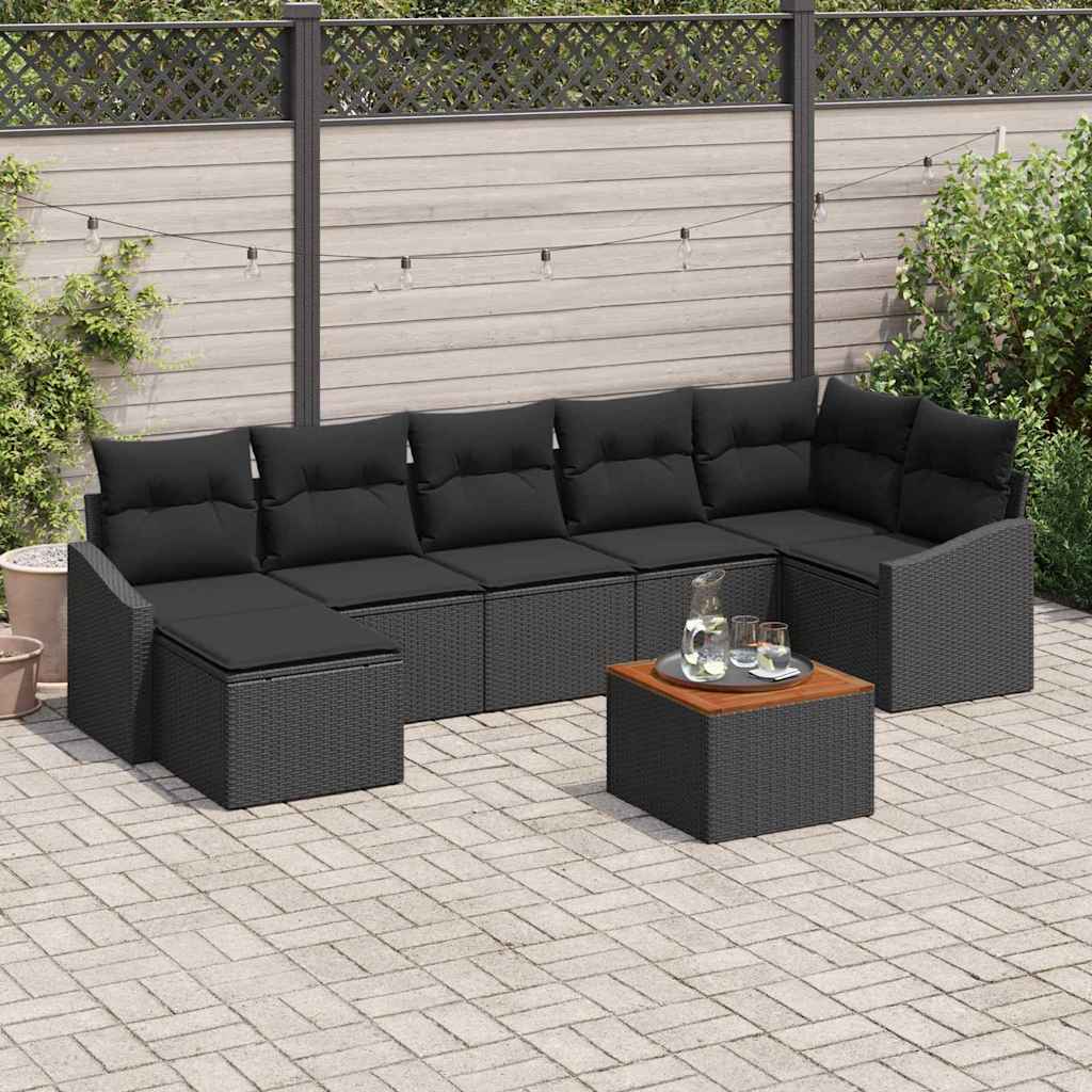 Tuinbankenset met opslag 8 pcs Zwart poly rattan is nu te koop bij PeponiXL, paradijselijk wonen!