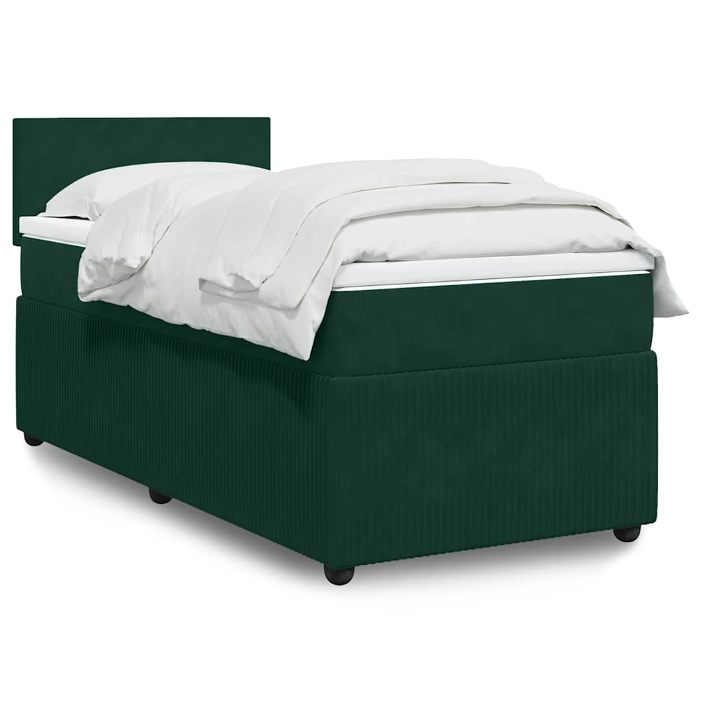 Boxspring met matras fluweel donkergroen 80x200 cm is nu te koop bij PeponiXL, paradijselijk wonen!