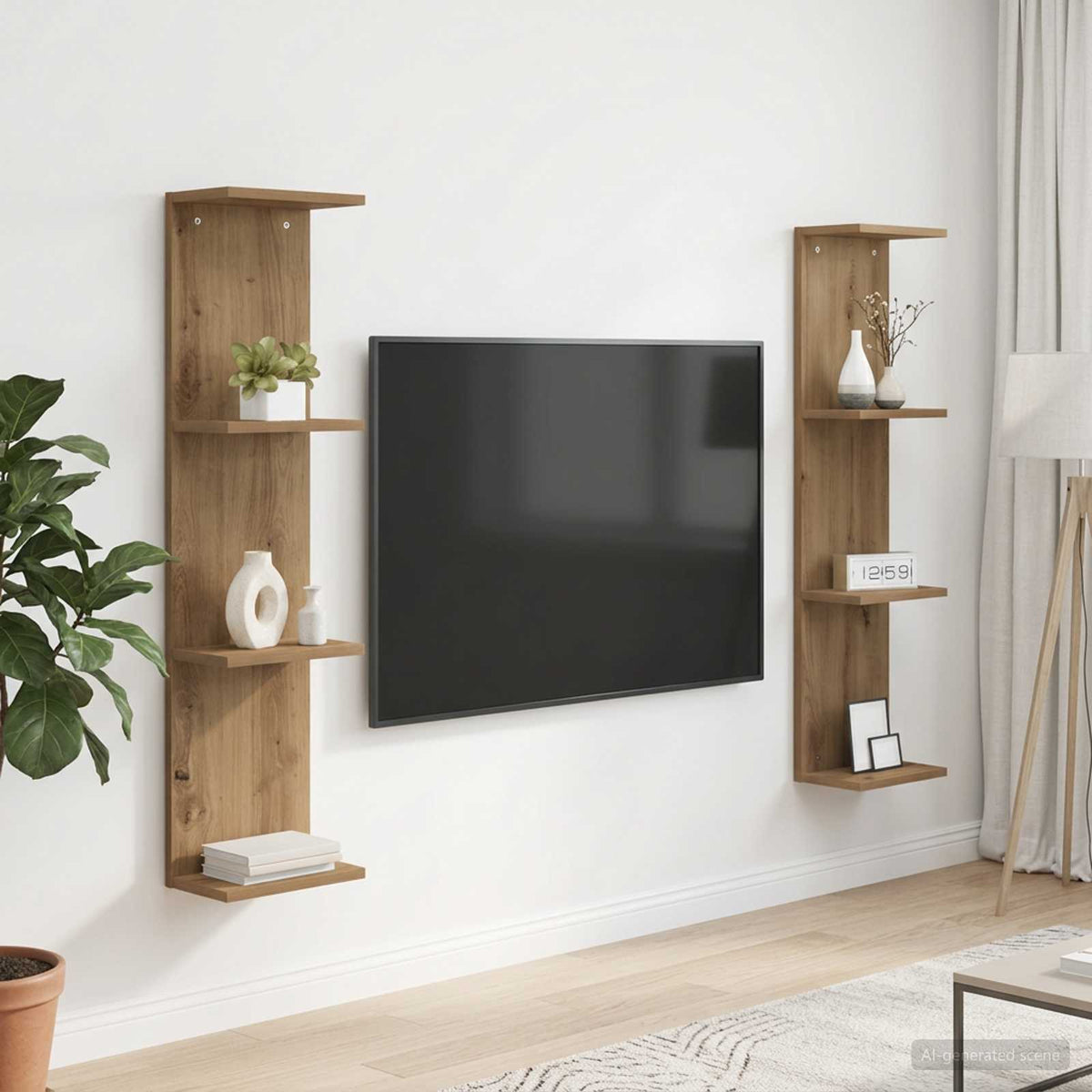 Wandplank 2 pcs Artisanaal eiken 25 x 15 x 100 cm Bewerkt hout is nu te koop bij PeponiXL, paradijselijk wonen!