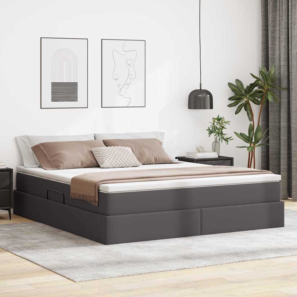 Opslag bed met matras met matras Grijs 180 x 200 cm Nep Leer is nu te koop bij PeponiXL, paradijselijk wonen!