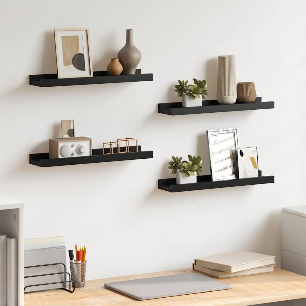 Wandschappen 4 st 40x9x3 cm zwart is nu te koop bij PeponiXL, paradijselijk wonen!