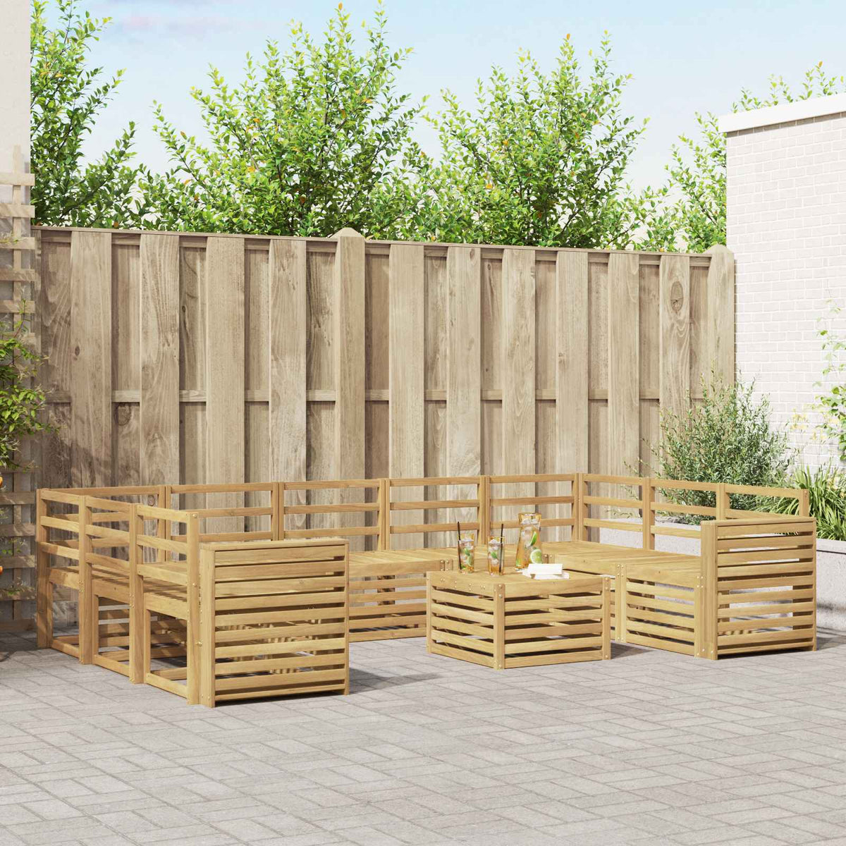 Buiten bankenset 10 pcs Wit 59 x 59 x 37 cm Massief Acaciahout is nu te koop bij PeponiXL, paradijselijk wonen!