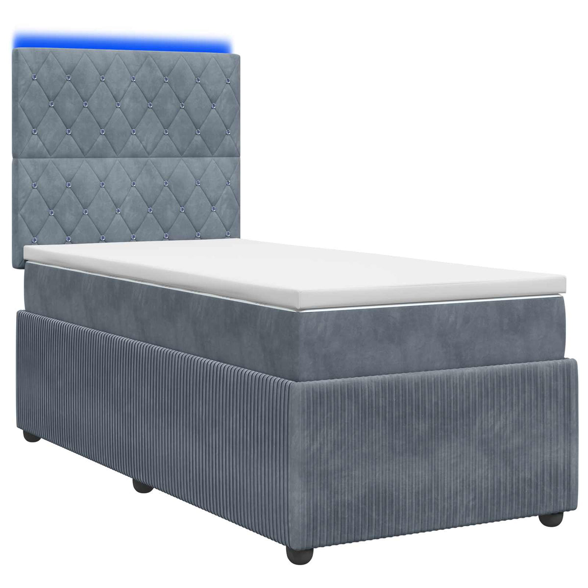 LED Boxspring Bed met Matras Donkergrijs 90 x 190 cm Fluweel is nu te koop bij PeponiXL, paradijselijk wonen!
