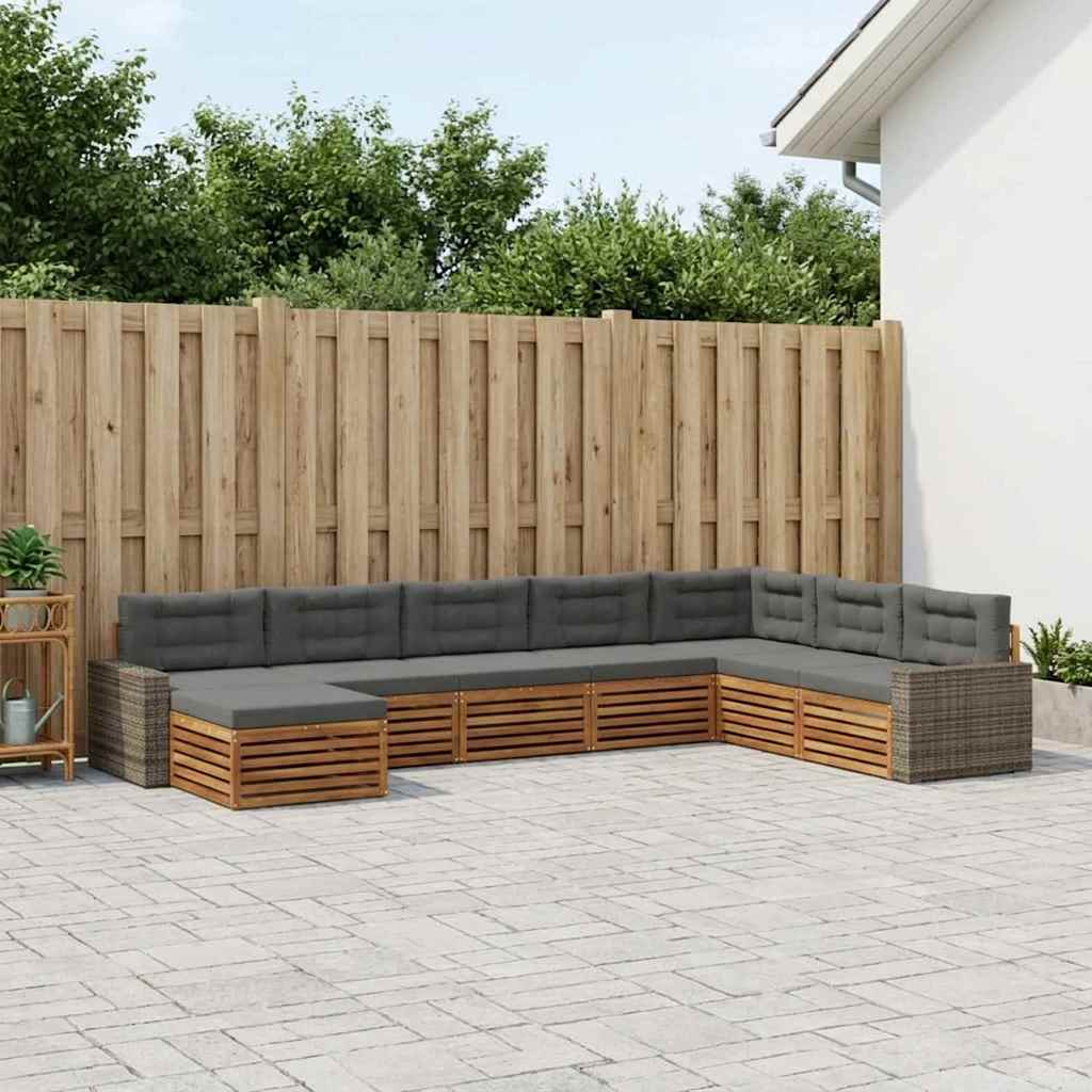 Buiten bankenset met kussen 8 pcs Natuurlijk en Antraciet is nu te koop bij PeponiXL, paradijselijk wonen!