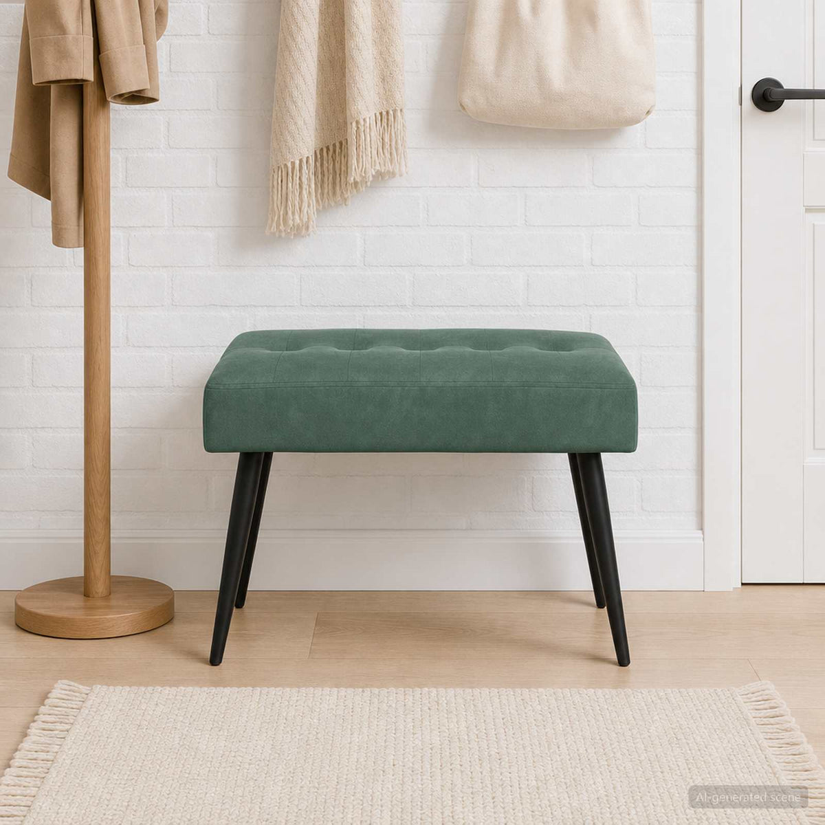 Bank met knoopverstelling Zeegroen 60 x 40 x 45 cm fluweel is nu te koop bij PeponiXL, paradijselijk wonen!