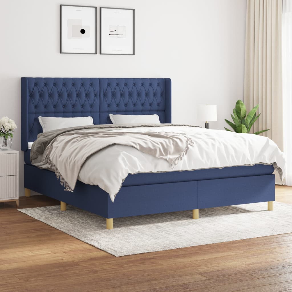 Boxspring met matras stof blauw 180x200 cm is nu te koop bij PeponiXL, paradijselijk wonen!