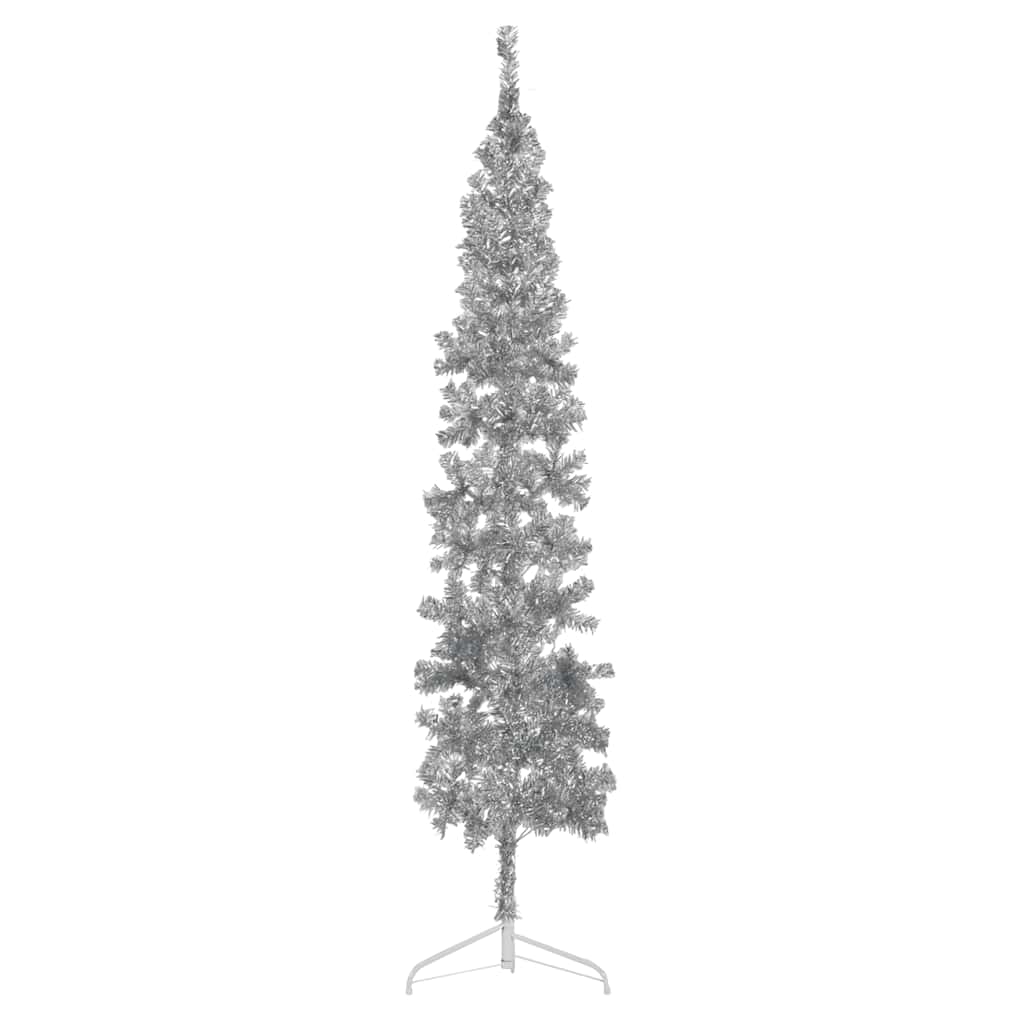 Kunstkerstboom half met standaard smal 240 cm zilverkleurig is nu te koop bij PeponiXL, paradijselijk wonen!