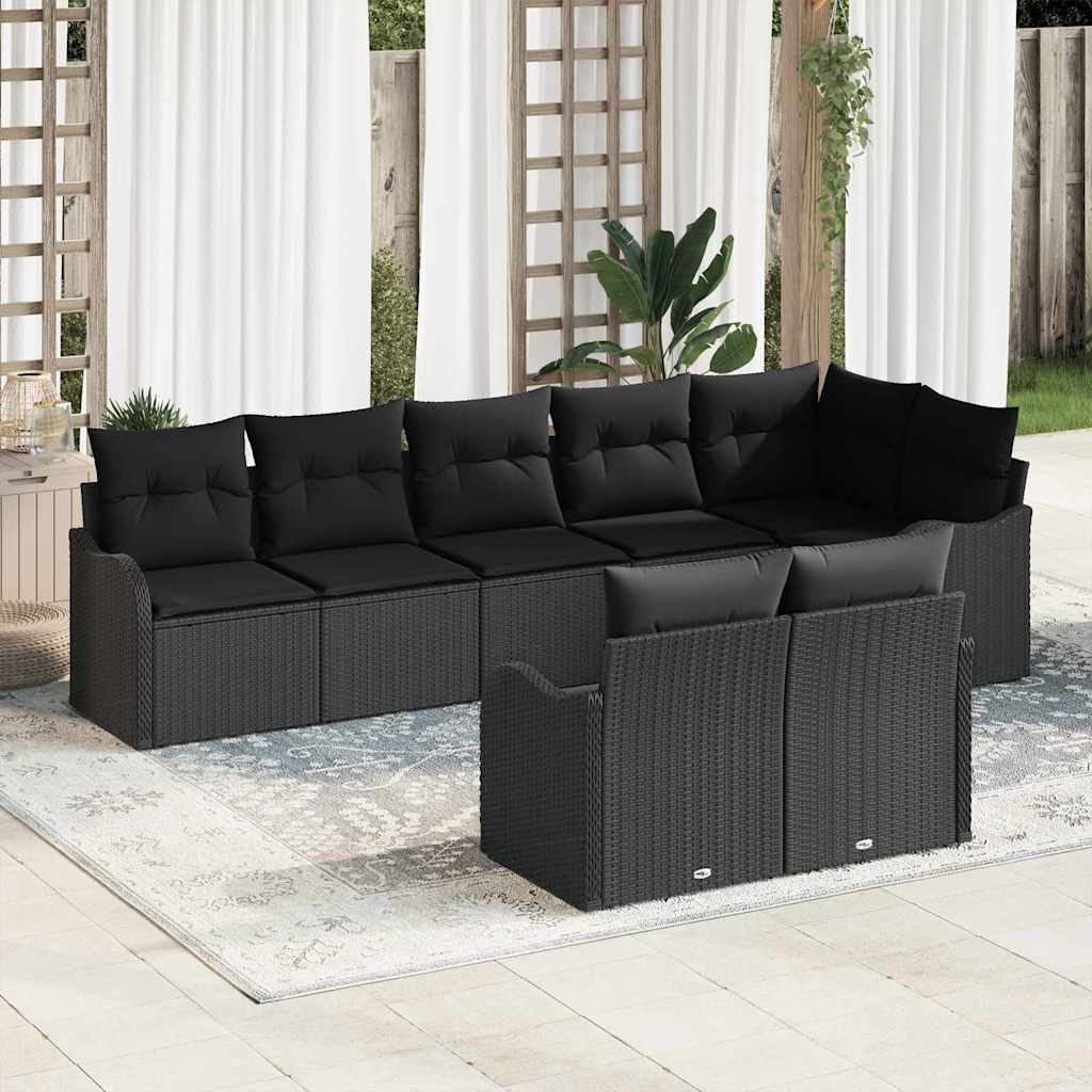 Tuin Sofa Set met opslag 8 pcs Zwart poly rattan is nu te koop bij PeponiXL, paradijselijk wonen!