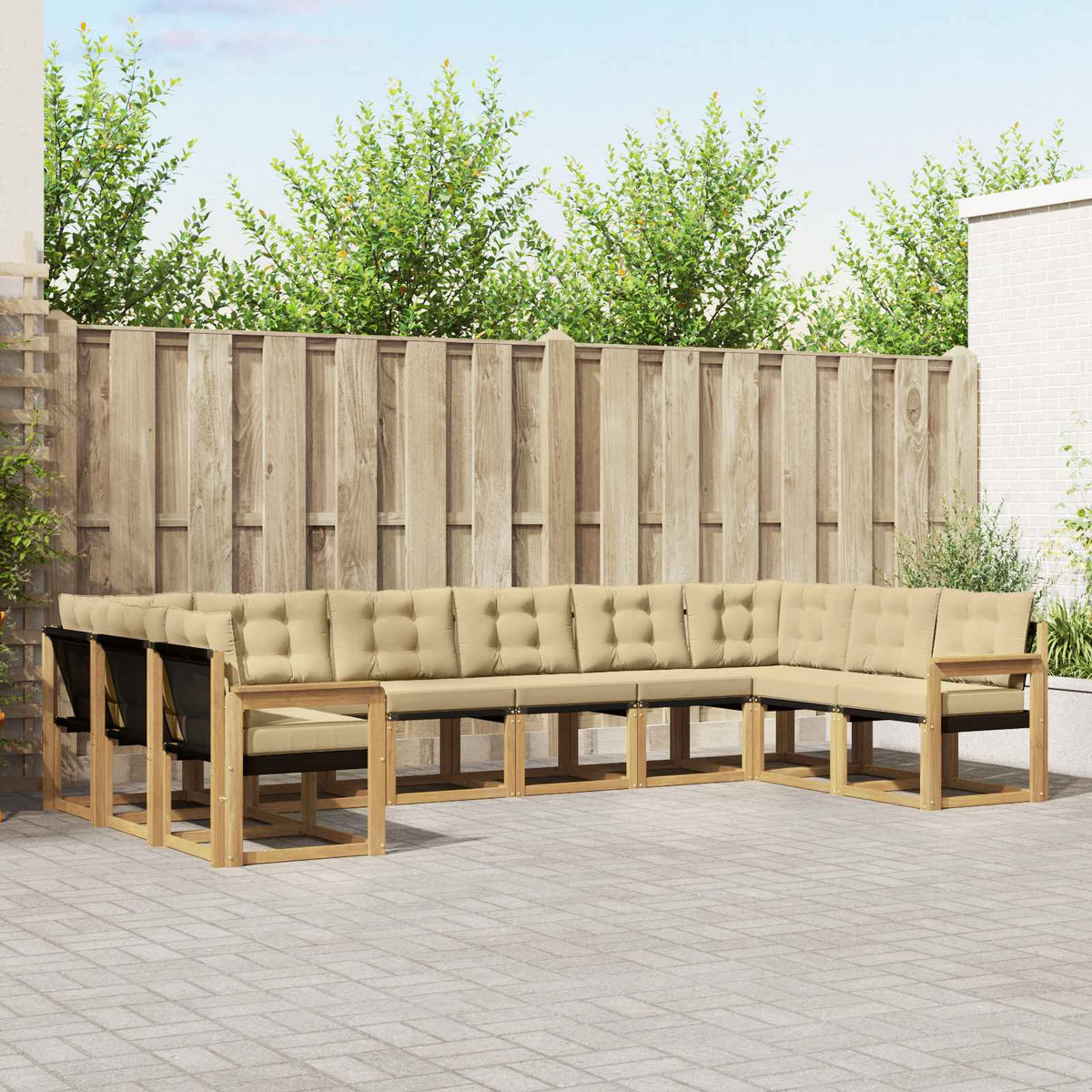Buiten bankenset met kussen 10 pcs Wit en Beige is nu te koop bij PeponiXL, paradijselijk wonen!