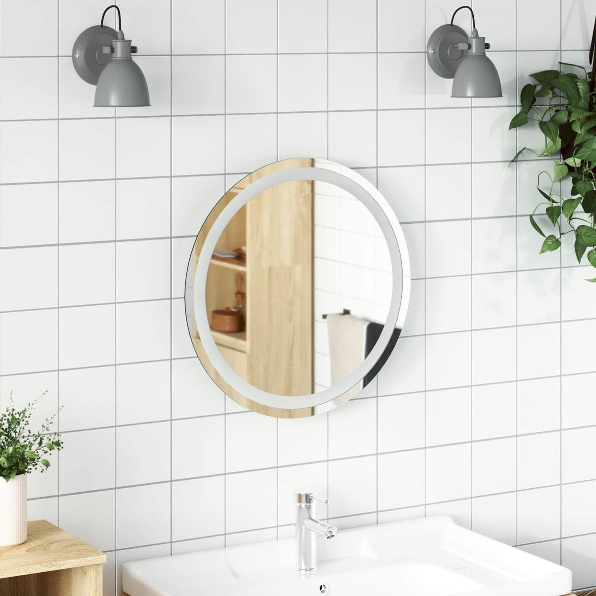 LED Badkamer Spiegel Transparant Ø 50 cm gehard glas is nu te koop bij PeponiXL, paradijselijk wonen!