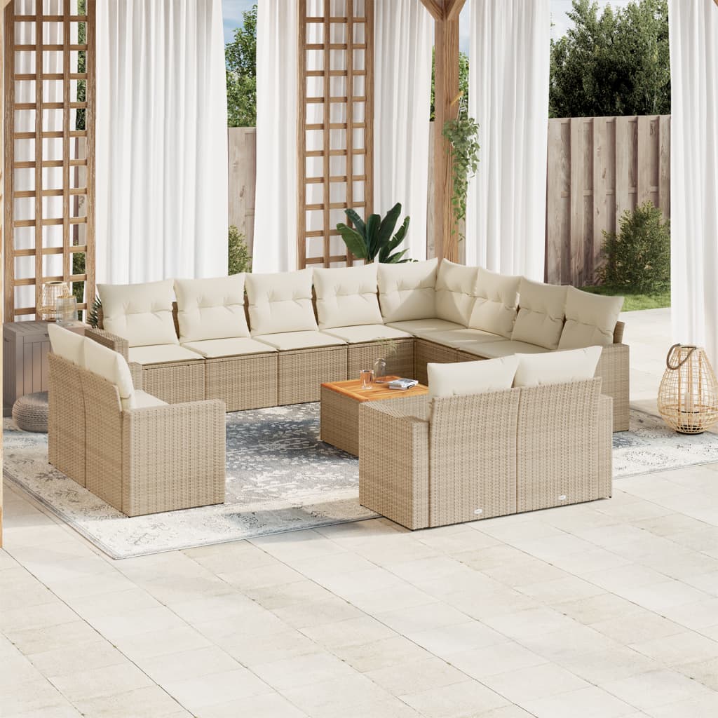 13-delige Loungeset met kussens poly rattan beige is nu te koop bij PeponiXL, paradijselijk wonen!