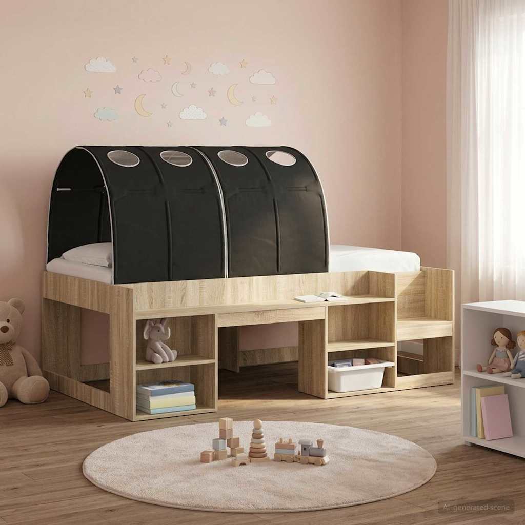 Bedtunnel 2 pcs Zwart 211 x 67.5 x 2 cm Polyester is nu te koop bij PeponiXL, paradijselijk wonen!
