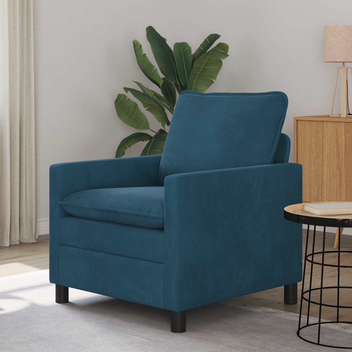 Bank Blauw 76 x 81 x 87,5 cm Fluweel is nu te koop bij PeponiXL, paradijselijk wonen!