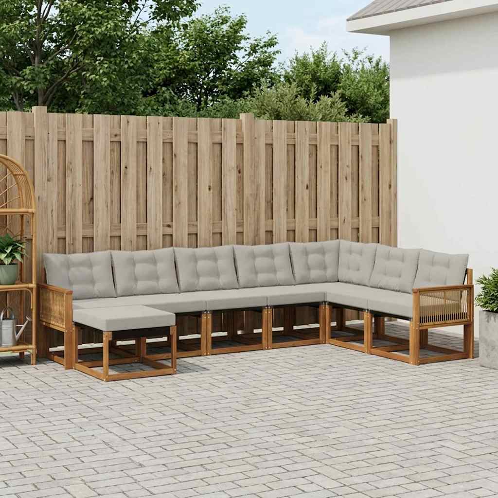 Buiten bankenset met kussen 8 pcs Naturel en lichtgrijs is nu te koop bij PeponiXL, paradijselijk wonen!