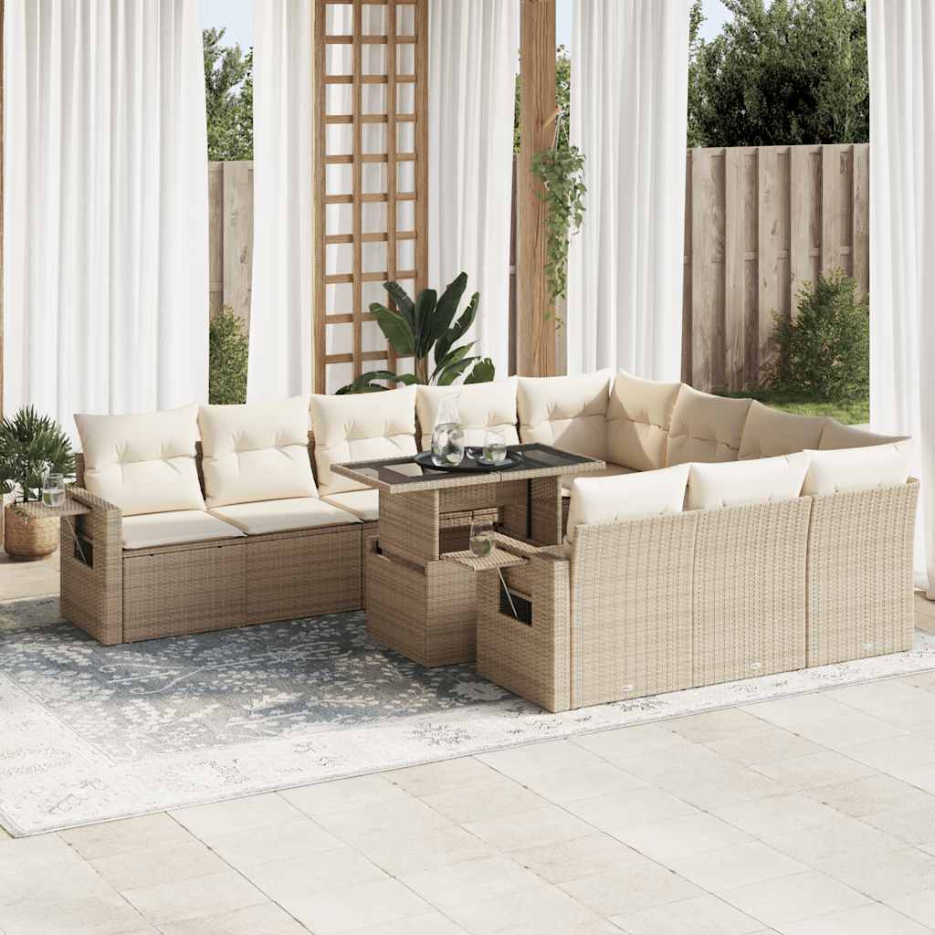 11-delige Tuinset met kussens poly rattan beige is nu te koop bij PeponiXL, paradijselijk wonen!