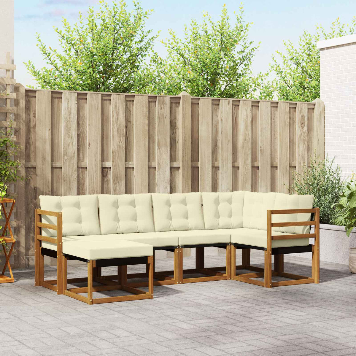 Buiten bankenset met kussen 6 pcs Natuurlijk en Crème is nu te koop bij PeponiXL, paradijselijk wonen!