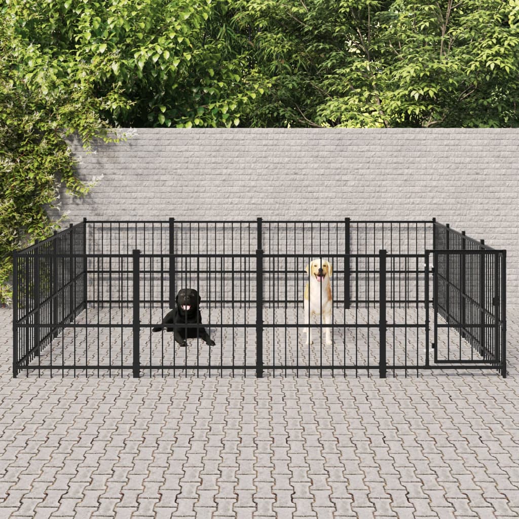 Hondenkennel voor buiten 15,05 m² staal is nu te koop bij PeponiXL, paradijselijk wonen!