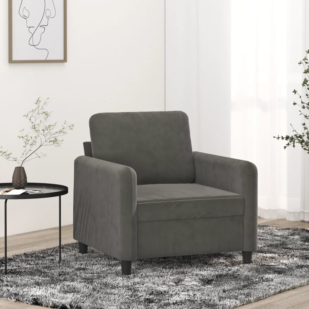 Fauteuil 60 cm fluweel donkergrijs is nu te koop bij PeponiXL, paradijselijk wonen!