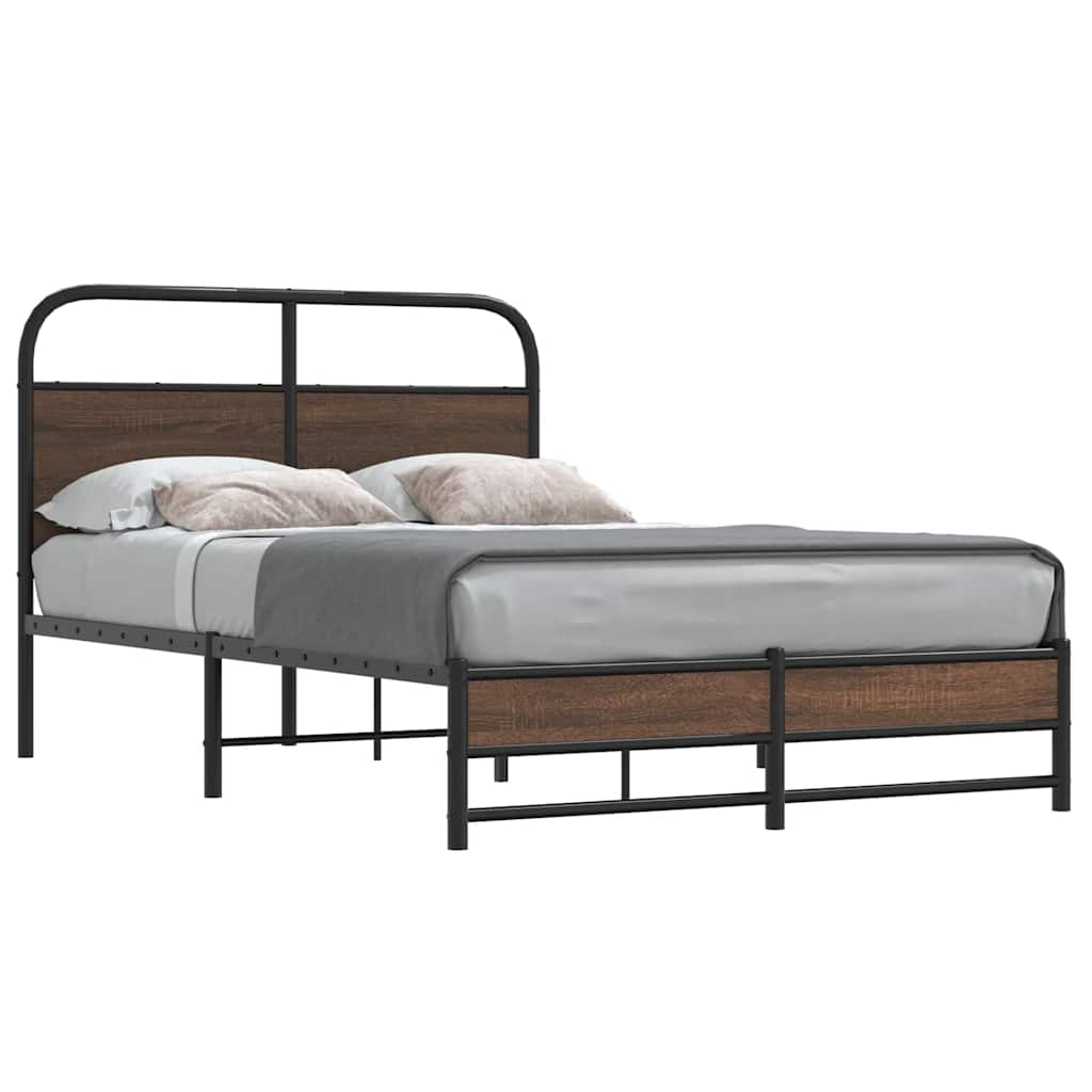 Bedframe zonder matras bewerkt hout bruin eikenkleur 135x190 cm is nu te koop bij PeponiXL, paradijselijk wonen!