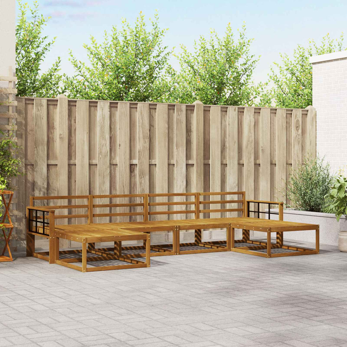 Buiten bankenset 6 pcs Naturel Massief Acaciahout is nu te koop bij PeponiXL, paradijselijk wonen!