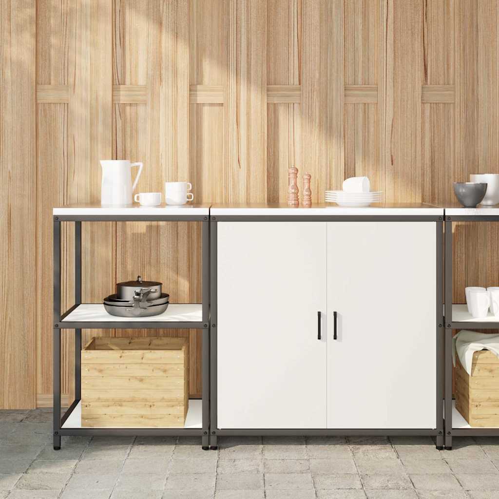 Keukenopslag set met plank 2 pcs Wit Koudgewalst staal is nu te koop bij PeponiXL, paradijselijk wonen!