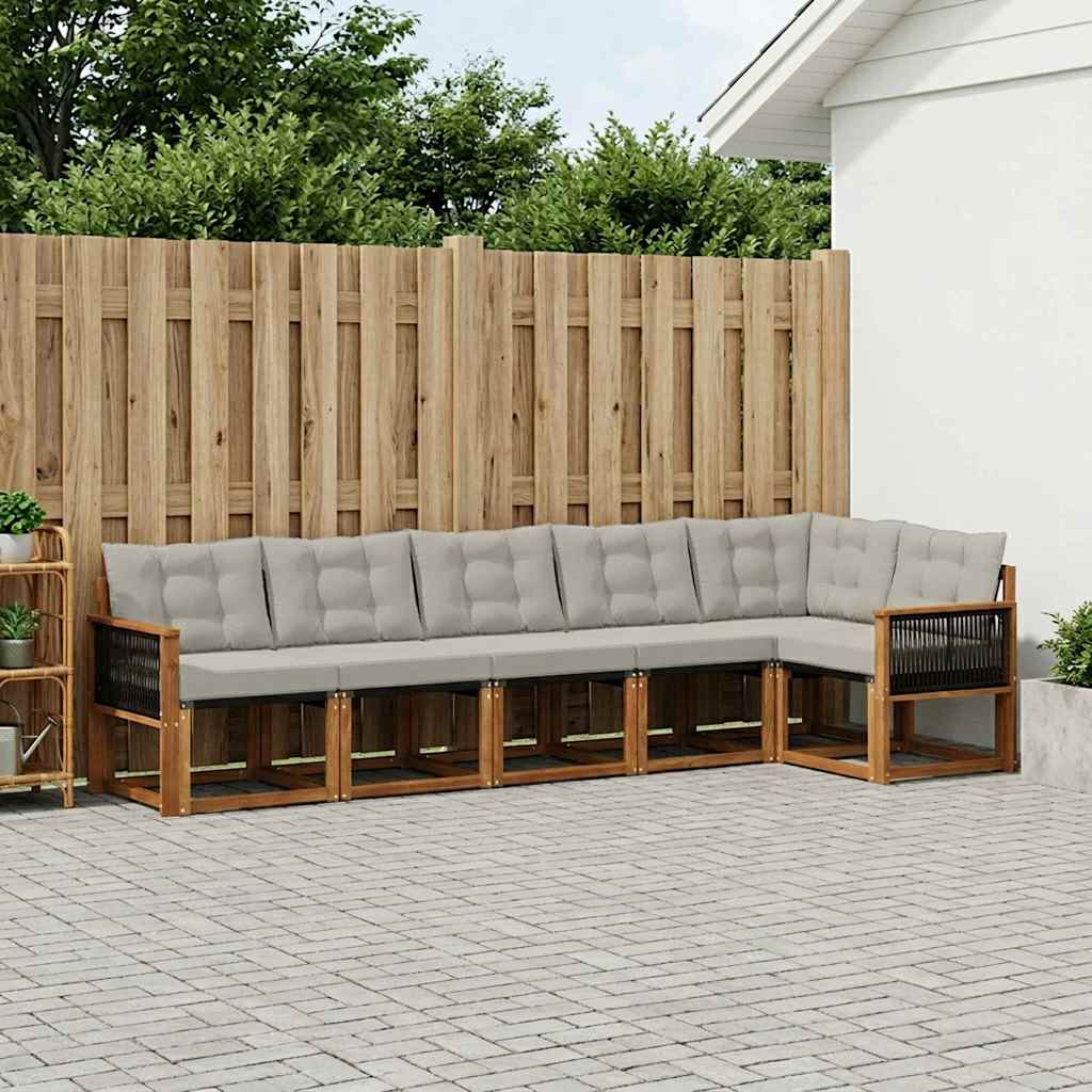 Buiten bankenset met kussen 6 pcs Naturel en lichtgrijs is nu te koop bij PeponiXL, paradijselijk wonen!