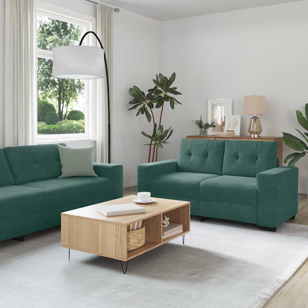 Bankstel 3 pcs Donkergroen 221 x 80 x 80 cm Fluweel is nu te koop bij PeponiXL, paradijselijk wonen!