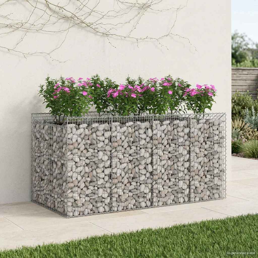 Gabion Verhoogd Bed 2 pcs Zilverkleurig is nu te koop bij PeponiXL, paradijselijk wonen!