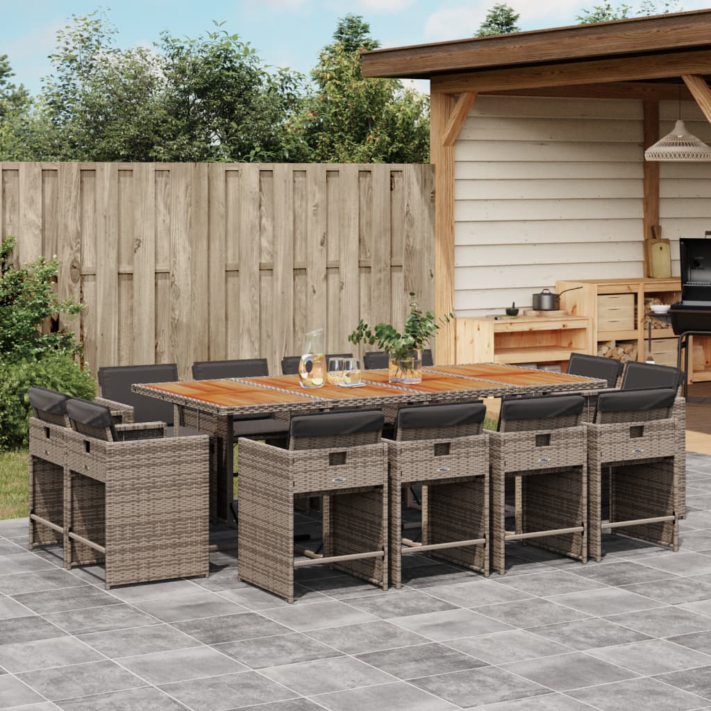 13-delige Tuinset met kussens poly rattan grijs is nu te koop bij PeponiXL, paradijselijk wonen!
