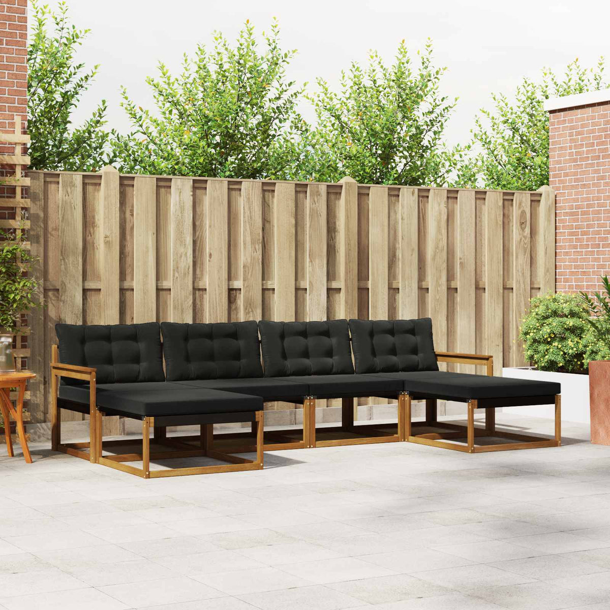 Buiten bankenset met kussen 6 pcs Natuurlijk en Zwart is nu te koop bij PeponiXL, paradijselijk wonen!