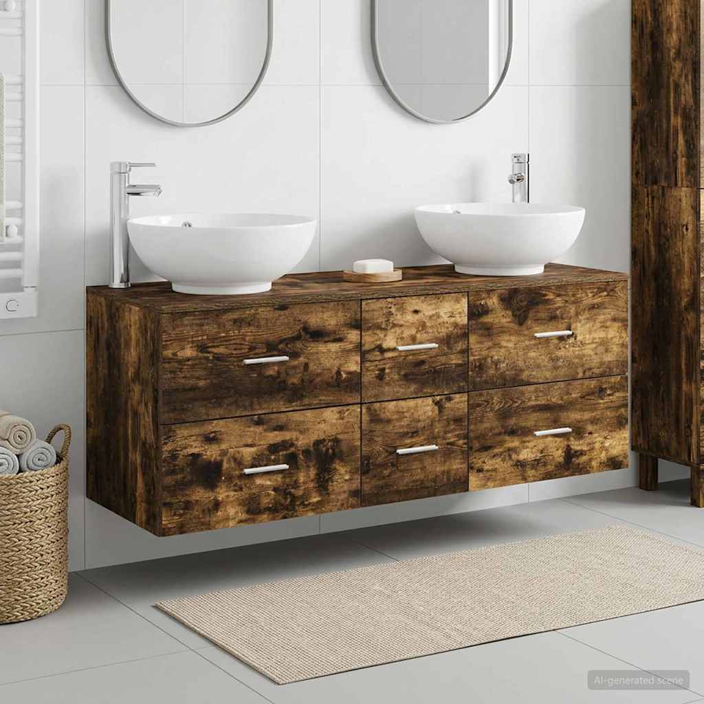 Badkamermeubelset 3 st Gerookt eiken 49,5 x 44,5 x 65 cm is nu te koop bij PeponiXL, paradijselijk wonen!