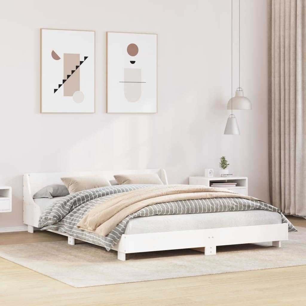 Bedframe zonder matras massief grenenhout wit 160x200 cm is nu te koop bij PeponiXL, paradijselijk wonen!