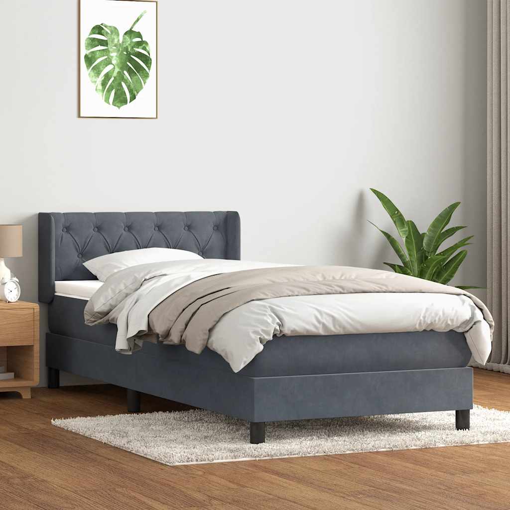 Boxspring met matras fluweel donkergrijs 80x210 cm is nu te koop bij PeponiXL, paradijselijk wonen!