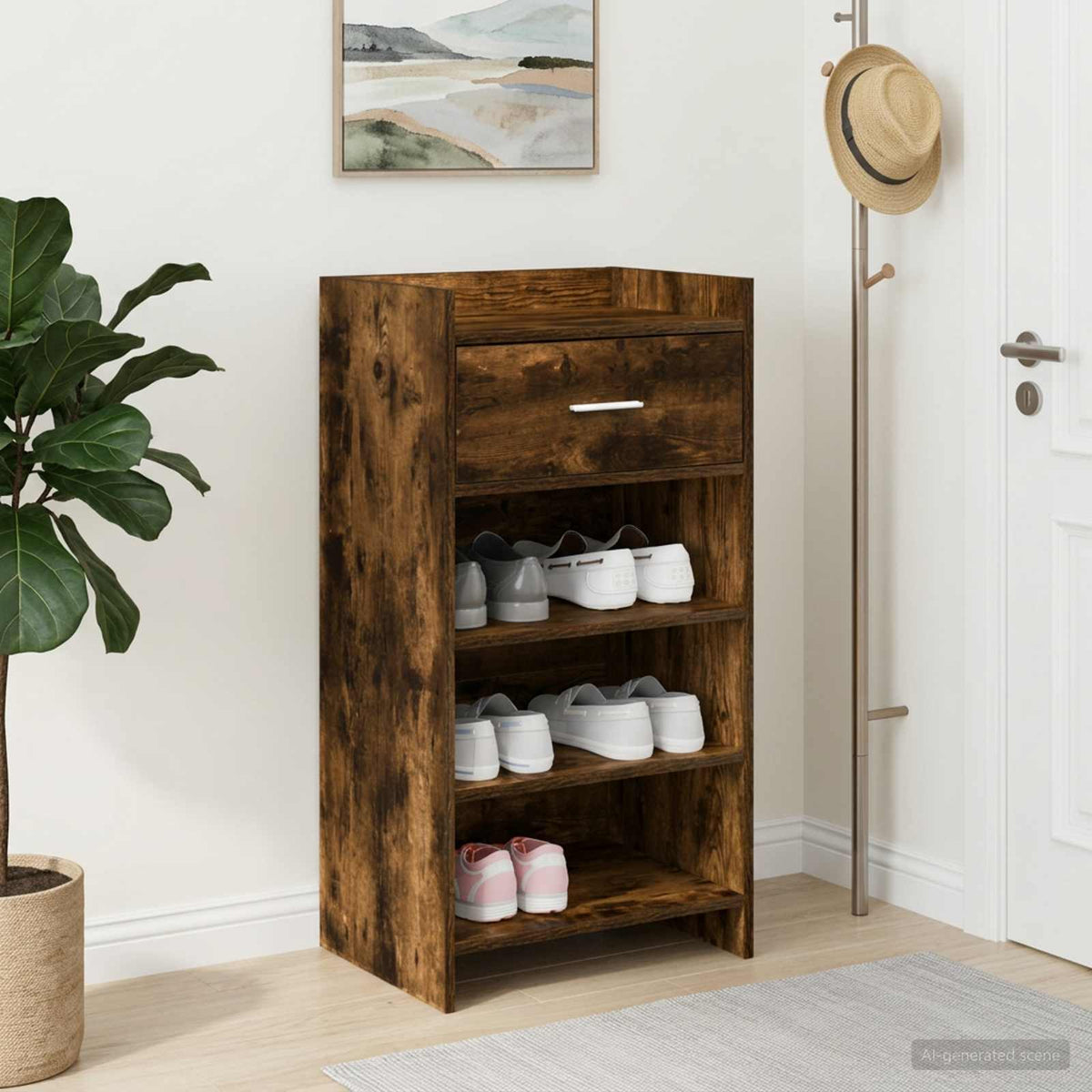 Schoenenkast Gerookt eiken 48 x 36 x 92 cm Bewerkt hout is nu te koop bij PeponiXL, paradijselijk wonen!