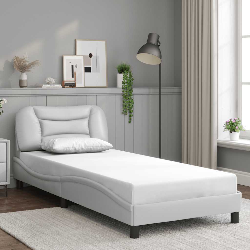 Bedframe zonder matras "Hvar" kunstleer wit 90x190 cm is nu te koop bij PeponiXL, paradijselijk wonen!