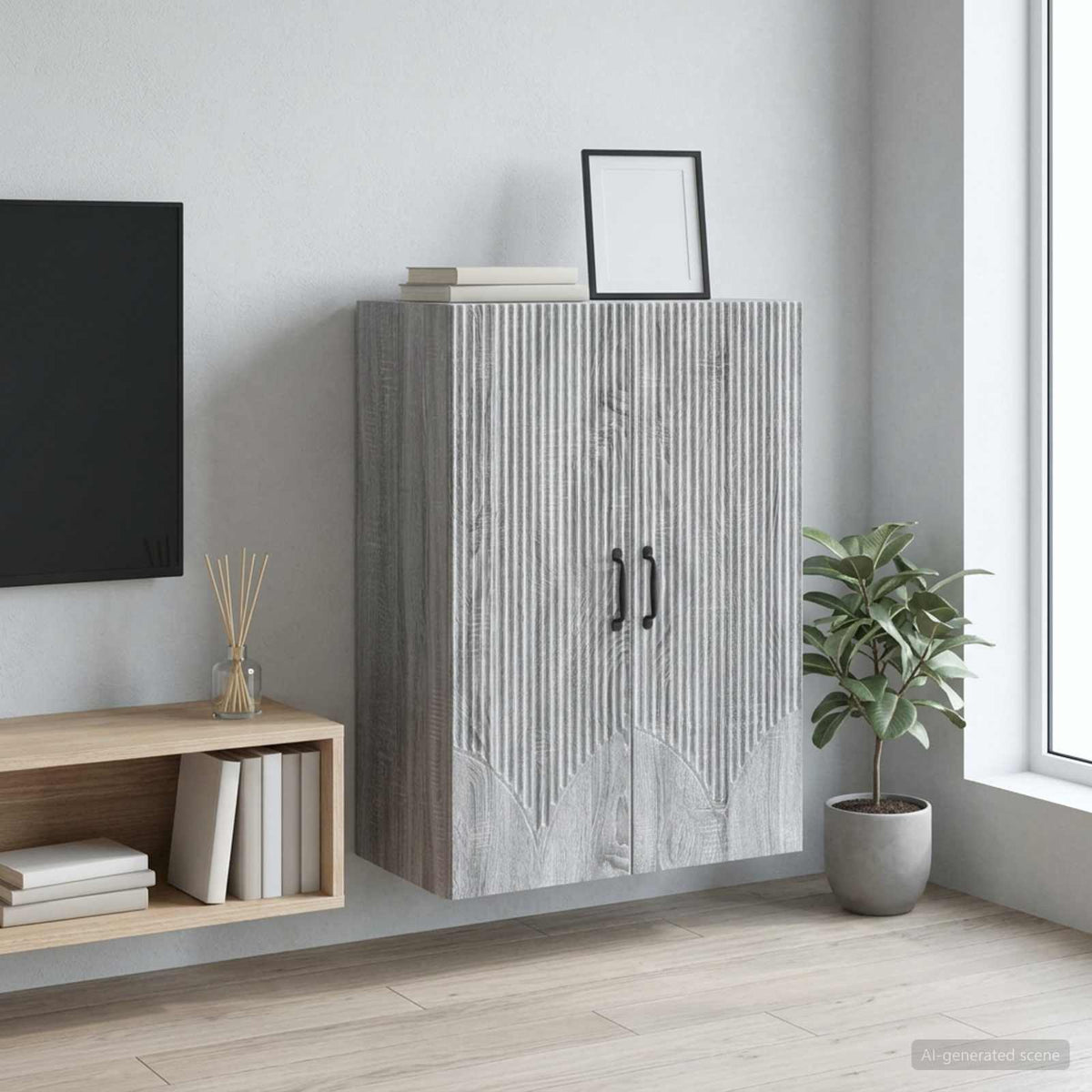 Wandkast Grijs Sonoma 66 x 34,5 x 90 cm Bewerkt hout is nu te koop bij PeponiXL, paradijselijk wonen!