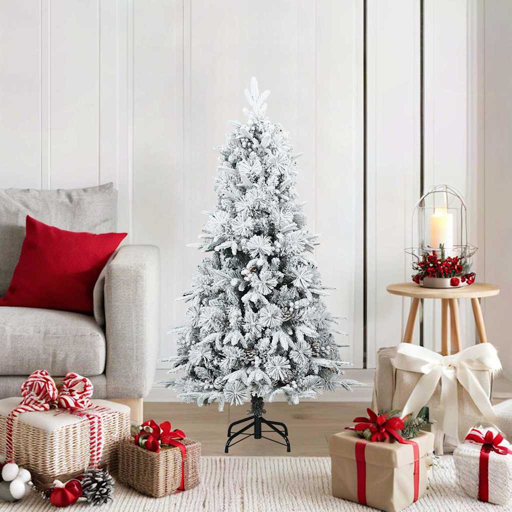 Kunst Kerstboom met Geveerde Takken, Sneeuw Bedekt Wit 120 cm is nu te koop bij PeponiXL, paradijselijk wonen!