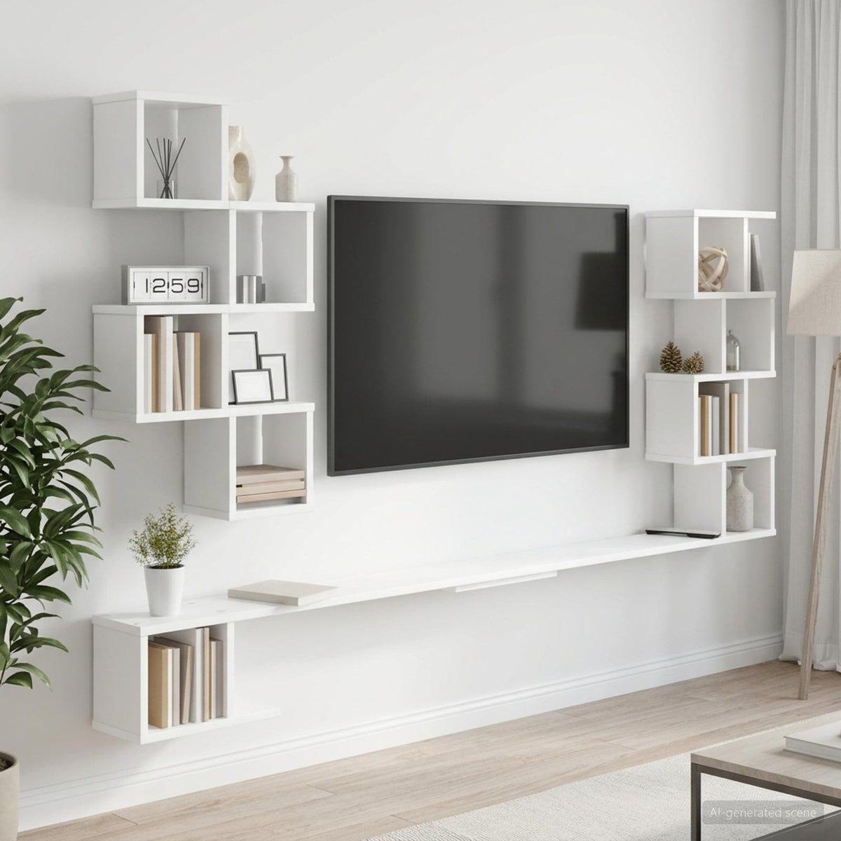 Vaste TV Plank Wit 180 x 15 x 94 cm Bewerkt hout is nu te koop bij PeponiXL, paradijselijk wonen!