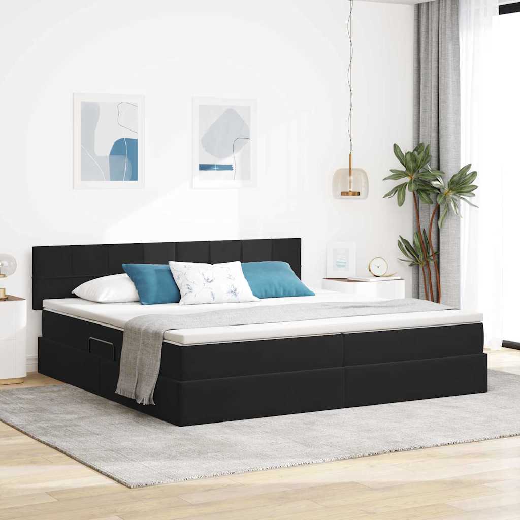 Opbergbed met LED met matras met LED Zwart 200 x 200 cm Fluweel is nu te koop bij PeponiXL, paradijselijk wonen!